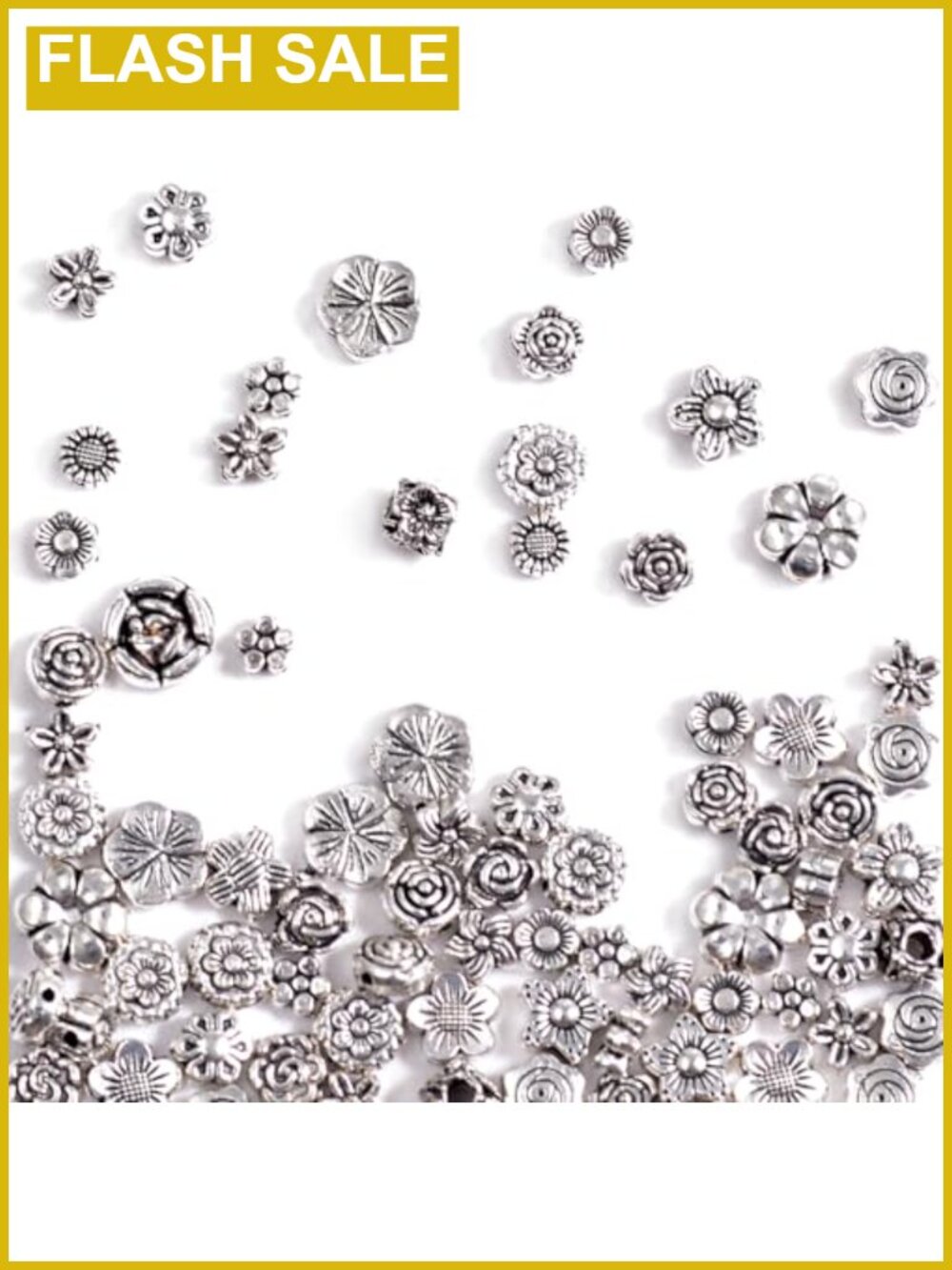 Antique Silver Metal Spacer Beads for Jewelry Making, Flower Shape 80pcs
